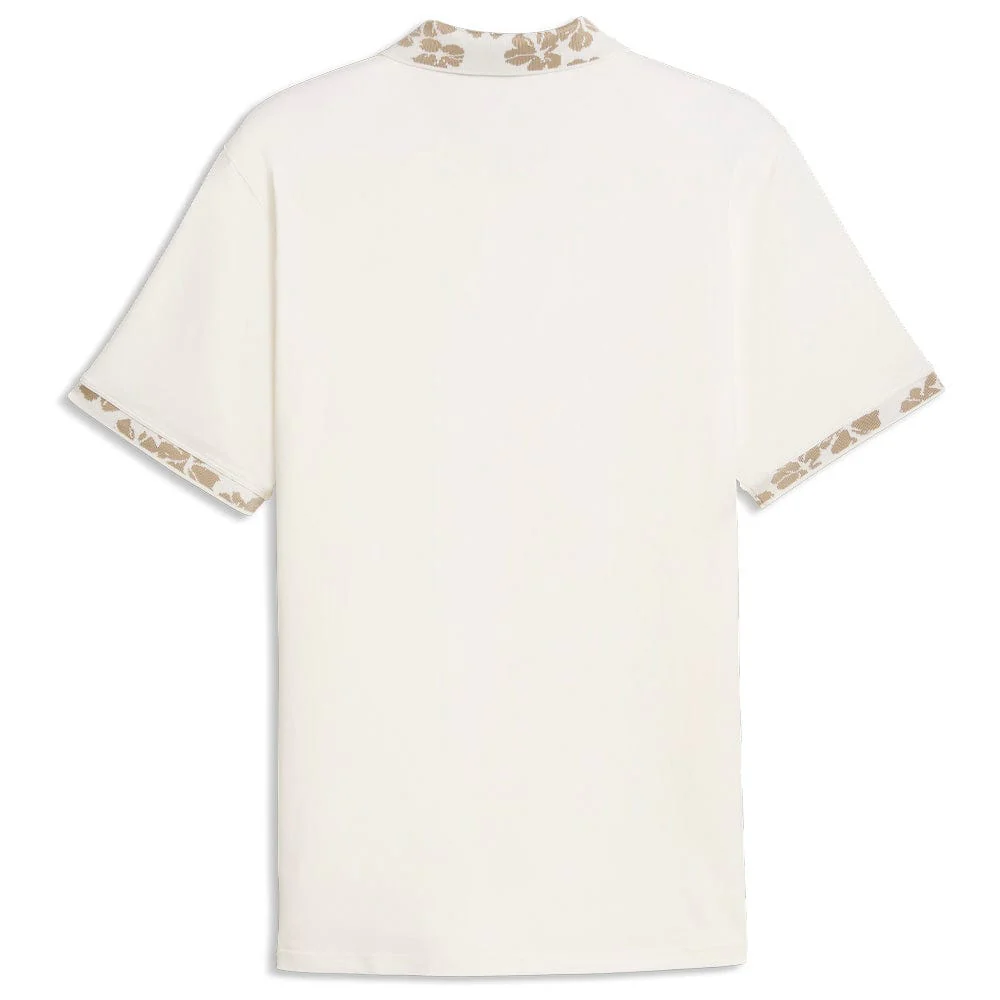 Puma Modalon Floral Rib Polo Shirt  - Warm White/Ice Coffee - Image 2
