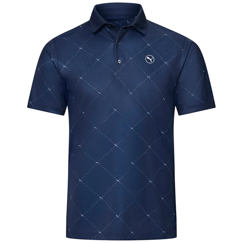 Puma Pure 2.0 Argyle Polo Shirt - Deep Navy/White Glow
