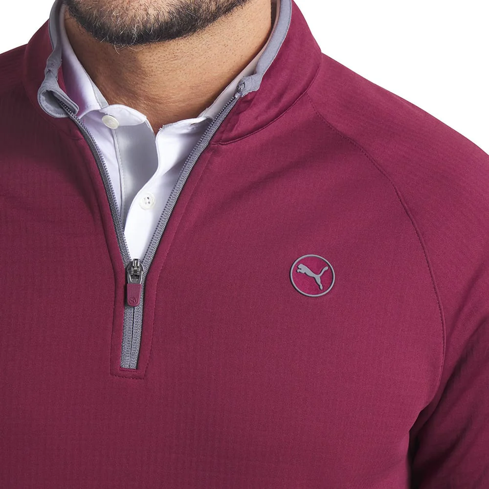 Puma Waffle Fleece 1/4 Zip Pullover - Ruby Shimmer - Image 3