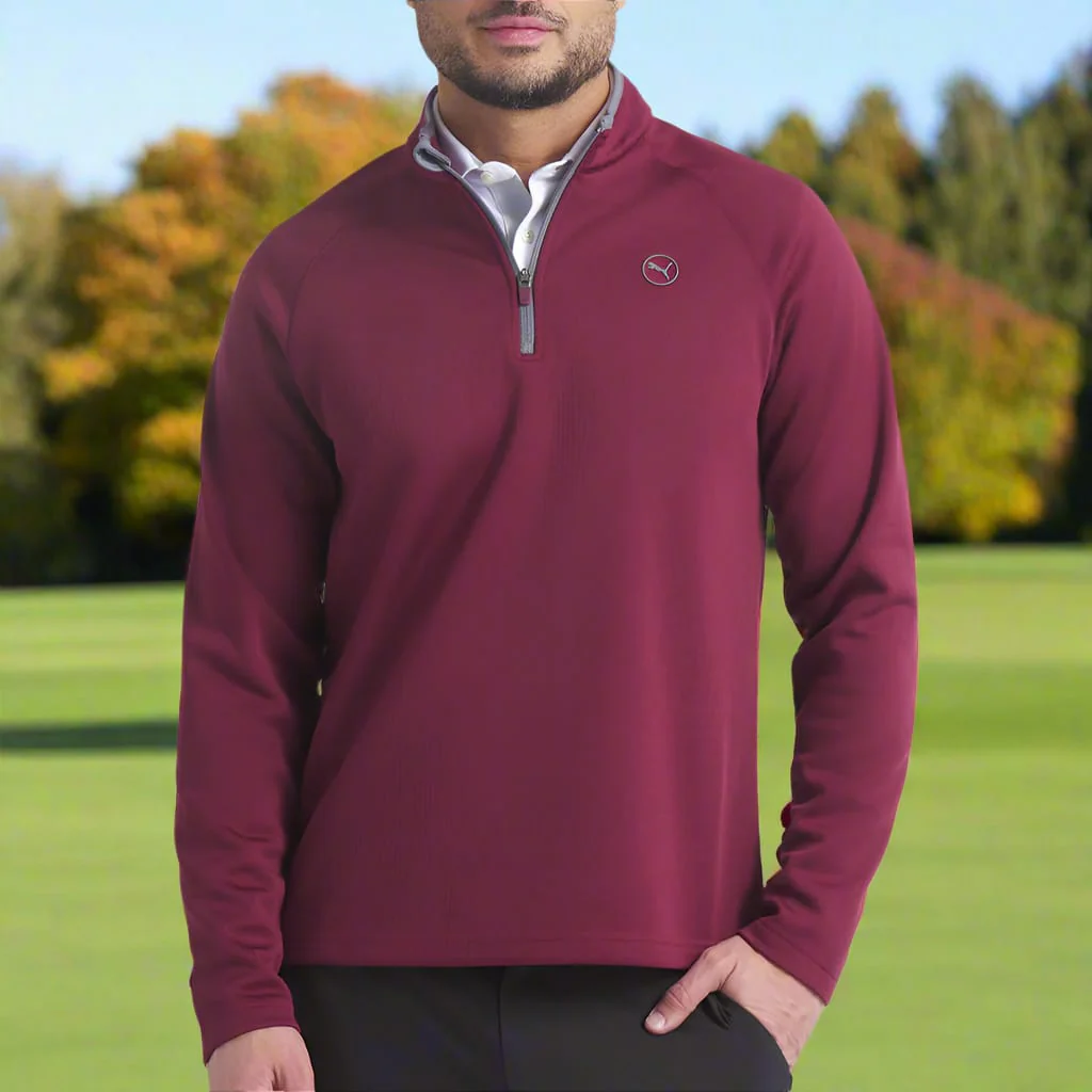 Puma Waffle Fleece 1/4 Zip Pullover - Ruby Shimmer - Image 5
