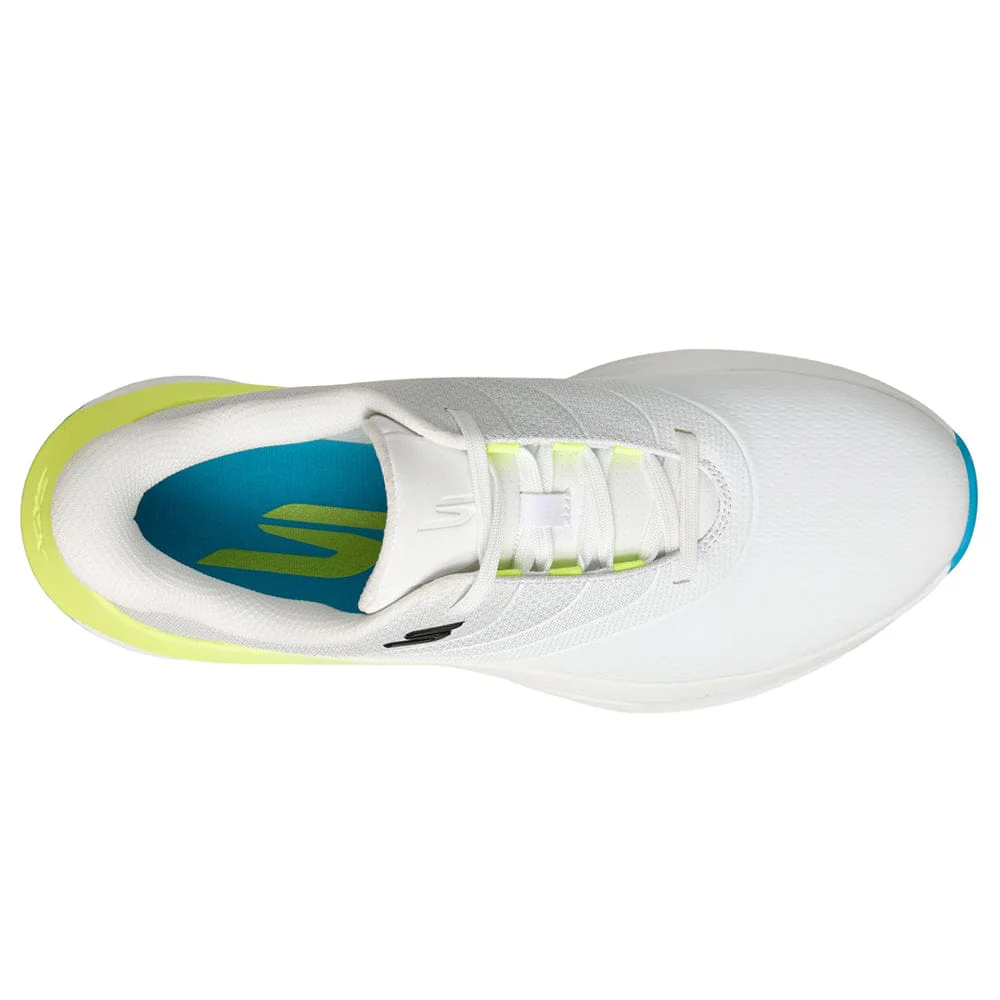 Skechers Flow Slip Ins Spikeless Waterproof Shoes - White/Blue/Lime - Image 4