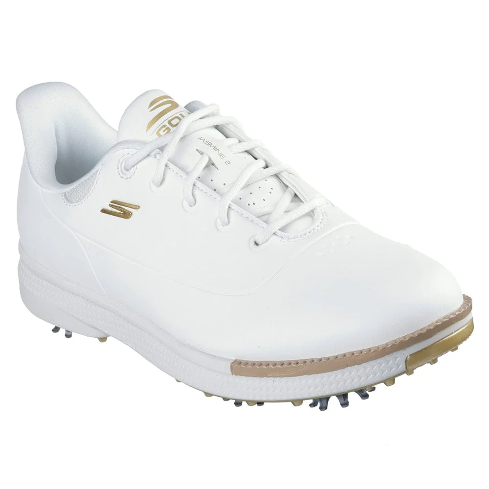 Skechers Go Golf Jasmine 2 Womens Spiked Waterproof Shoes - White/Gold - Image 3