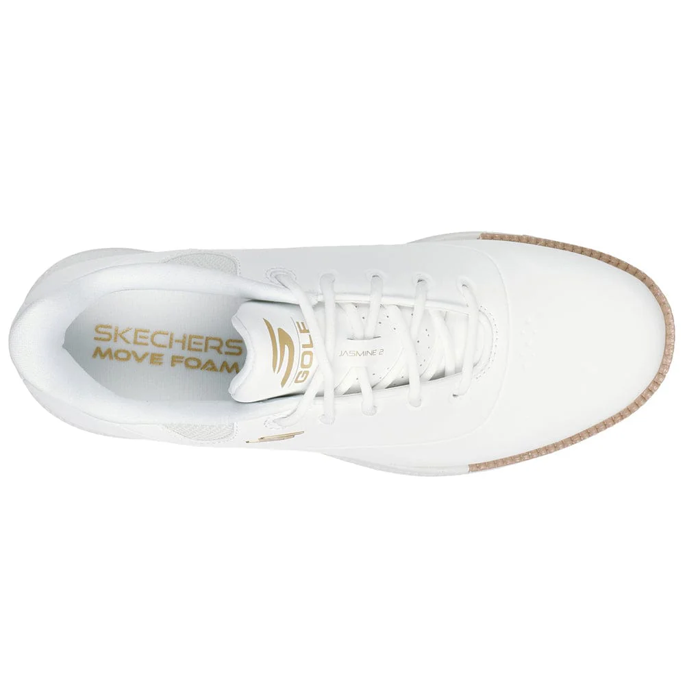 Skechers Go Golf Jasmine 2 Womens Spiked Waterproof Shoes - White/Gold - Image 4