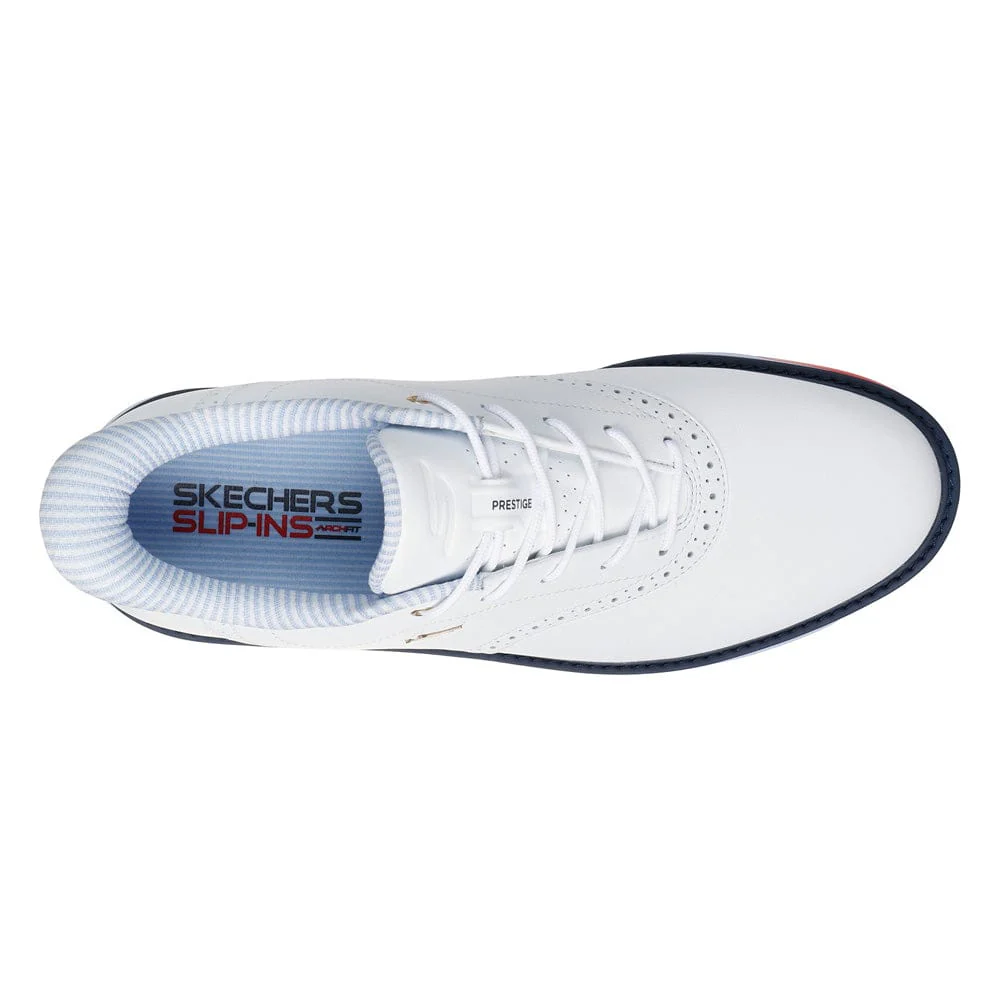 Skechers Slip Ins Go Golf Prestige Spiked Waterproof Shoes - White/Navy/Red - Image 4