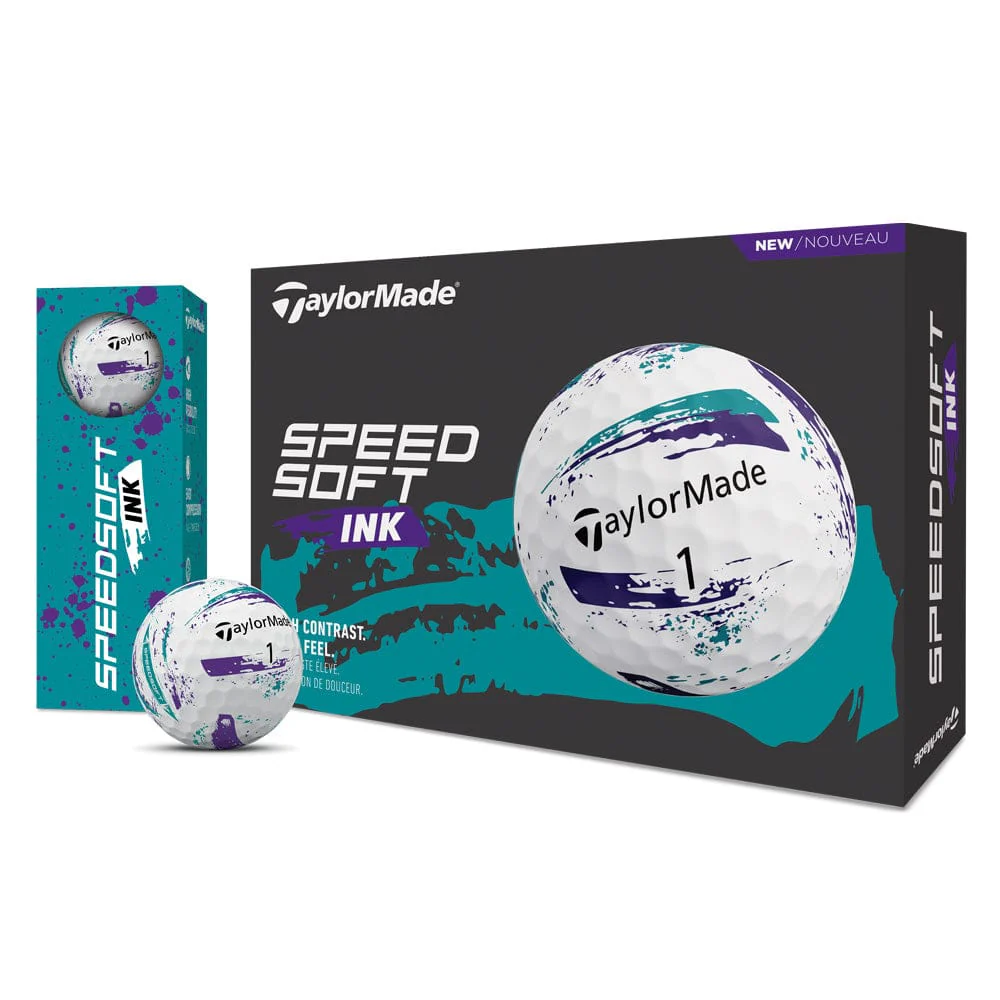 TaylorMade SpeedSoft Ink Golf Balls - Purple/Teal - 12 Pack - Image 5