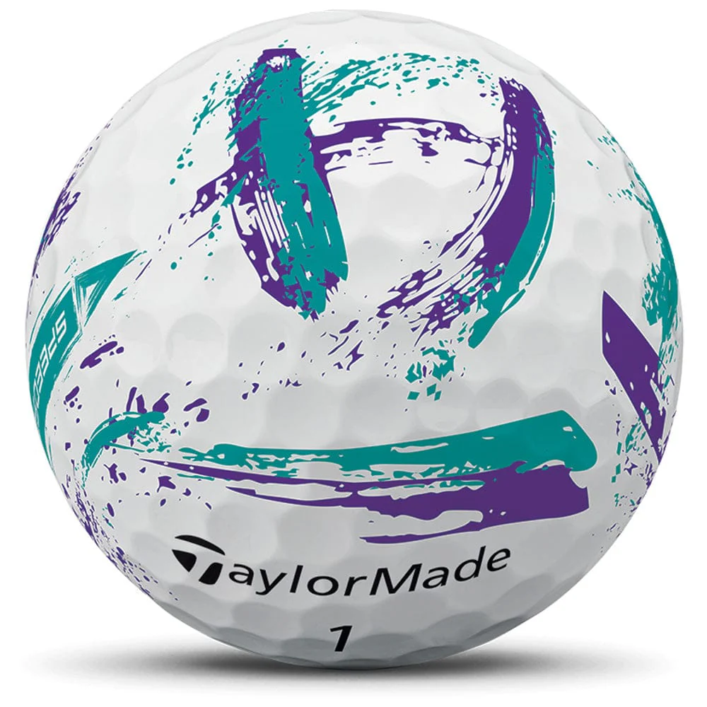 TaylorMade SpeedSoft Ink Golf Balls - Purple/Teal - 12 Pack - Image 7