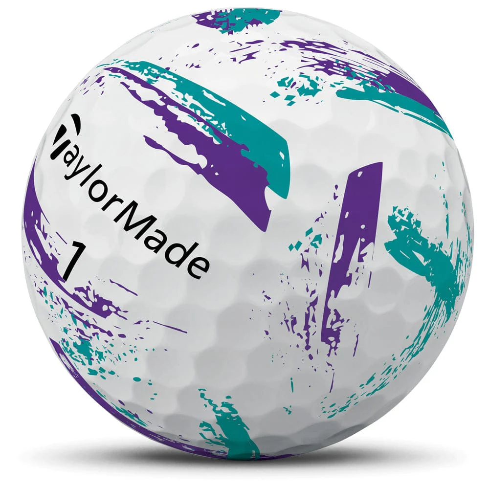 TaylorMade SpeedSoft Ink Golf Balls - Purple/Teal - 12 Pack - Image 8