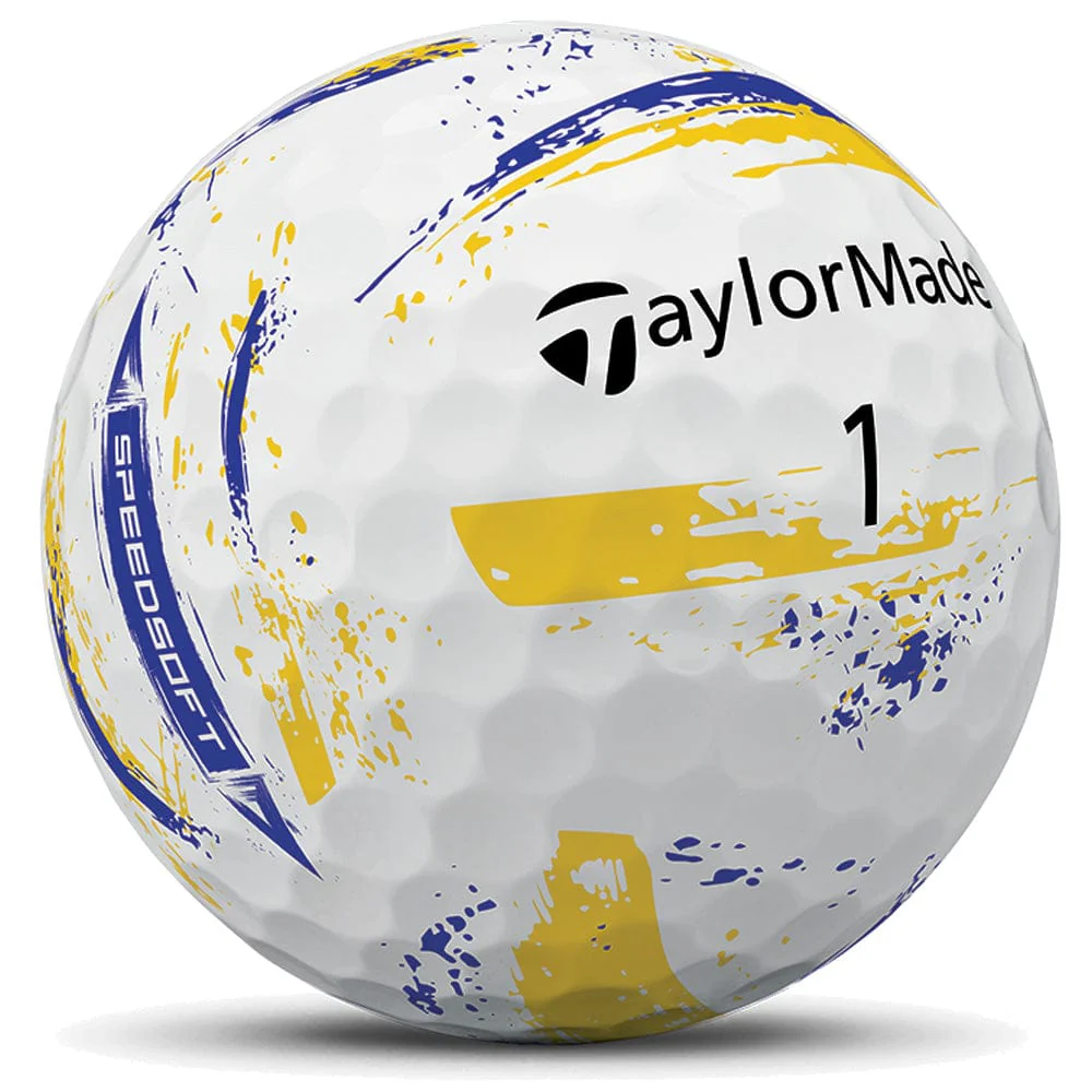 TaylorMade SpeedSoft Ink Golf Balls - Yellow/Blue - 12 Pack - Image 2