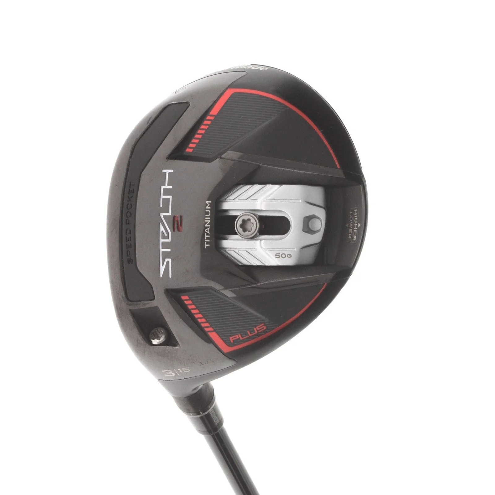 TaylorMade Stealth 2 Plus Graphite Mens Left Hand Fairway 3 Wood 15* Regular - Kai'li Red 65R