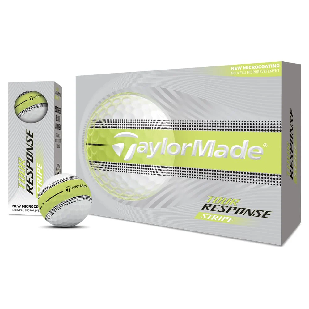 TaylorMade Tour Response Stripe Golf Balls - Neon Yellow - 12 Pack - Image 3