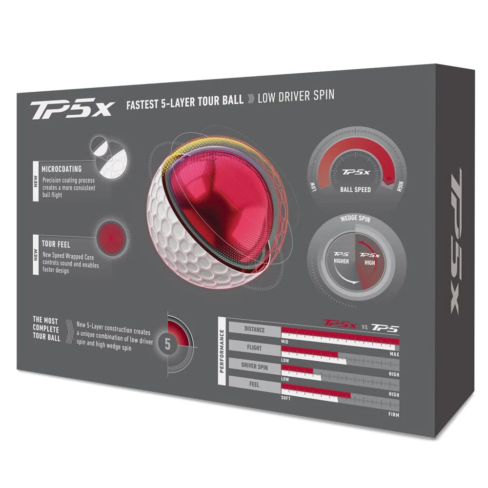 TaylorMade TP5x Golf Balls - White - 12 Pack - Image 4