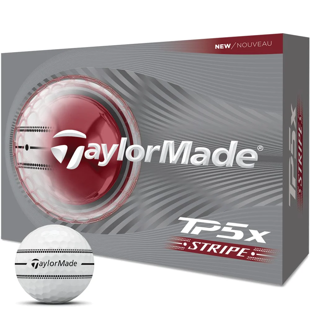 TaylorMade TP5x Stripe Golf Balls - White - 12 Pack