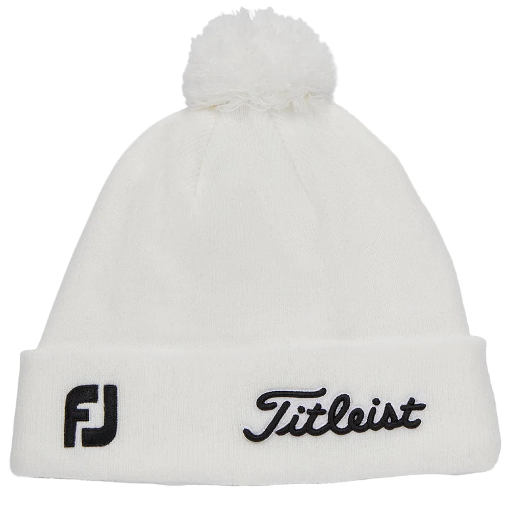 Titleist Tour Pom Pom Beanie - White/Black - Image 4