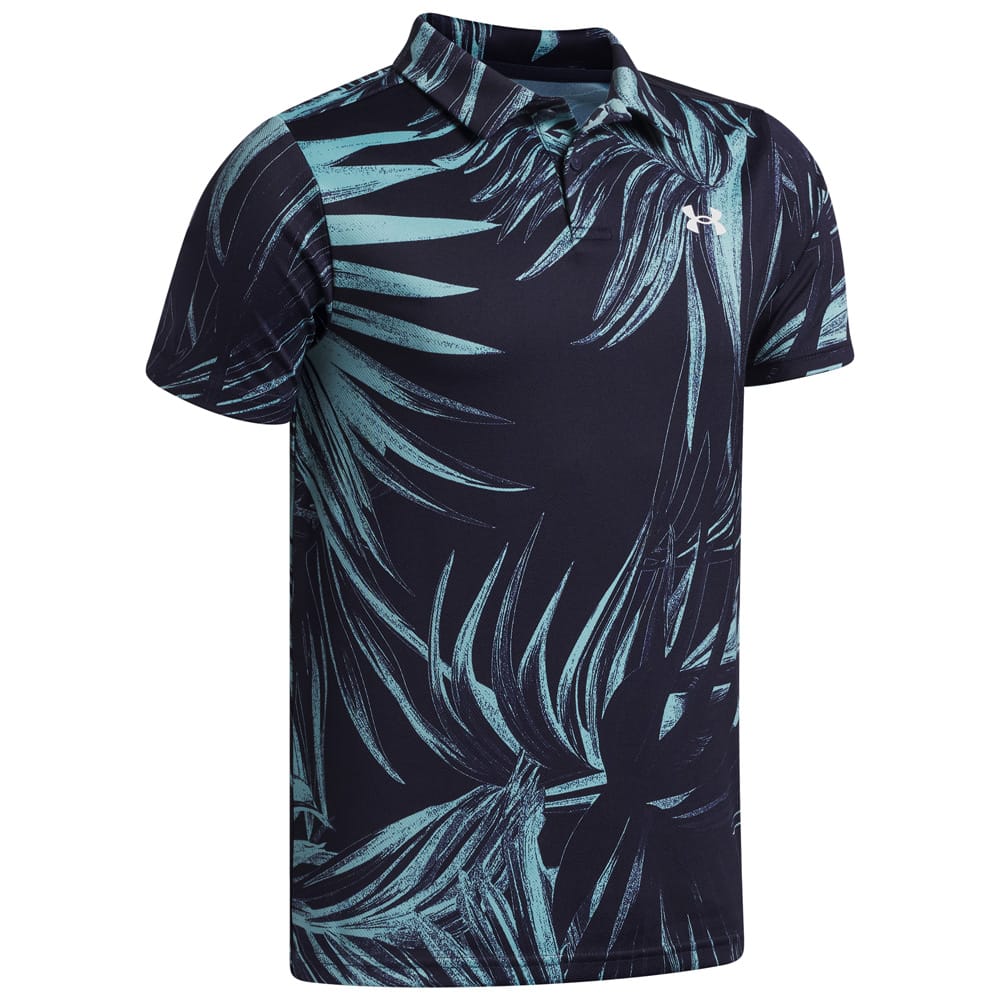 Under Armour Boys Matchplay Printed Polo Shirt - Midnight Navy/Blue Haze/White - Image 5