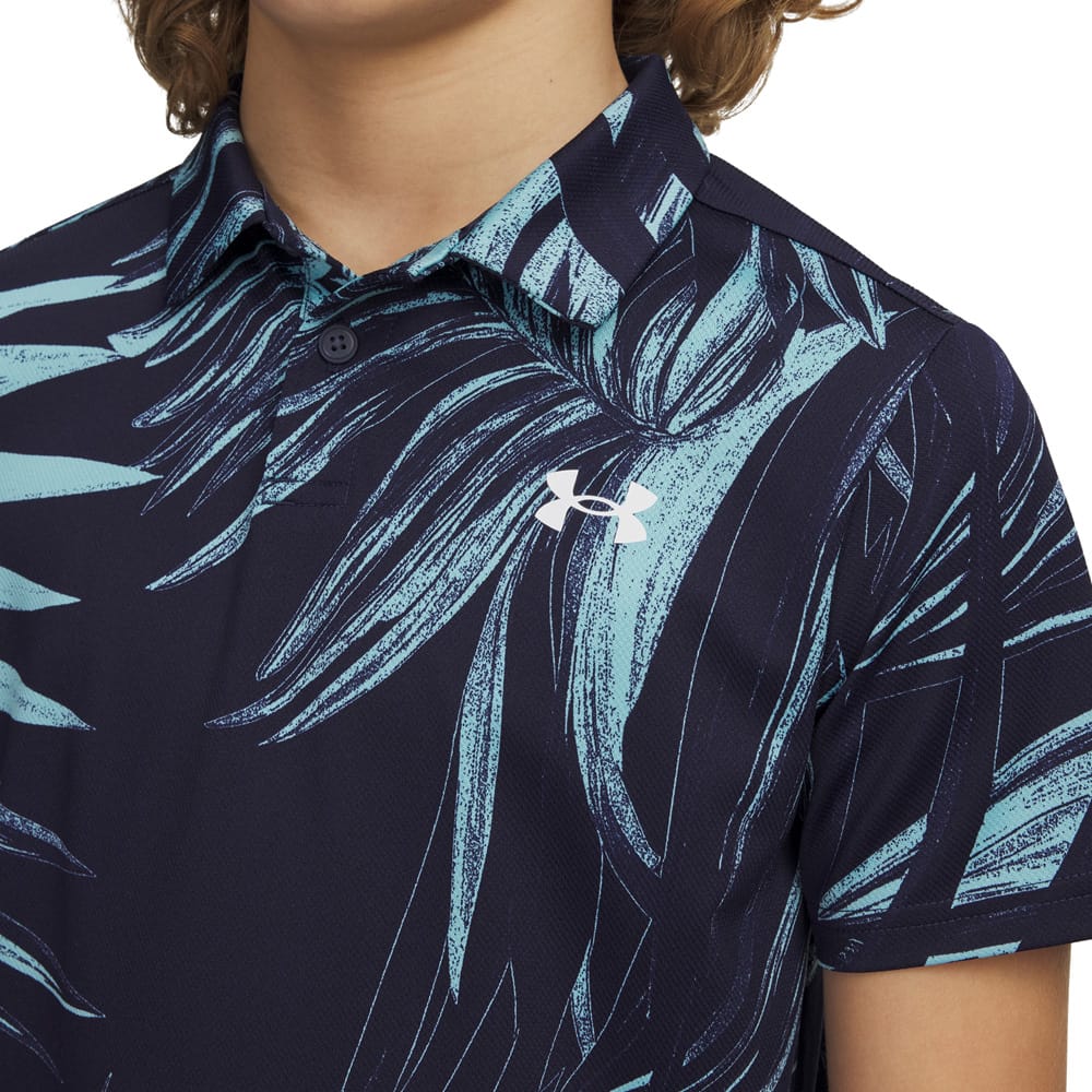 Under Armour Boys Matchplay Printed Polo Shirt - Midnight Navy/Blue Haze/White - Image 6