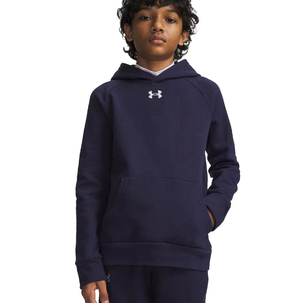 Under Armour Boys' Rival Fleece Hoodie  - Midnight Navy/White - Image 3