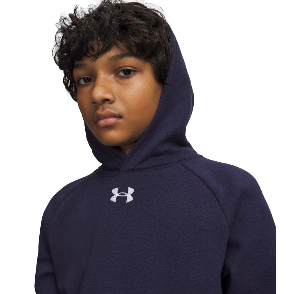 Under Armour Boys' Rival Fleece Hoodie  - Midnight Navy/White - Image 5