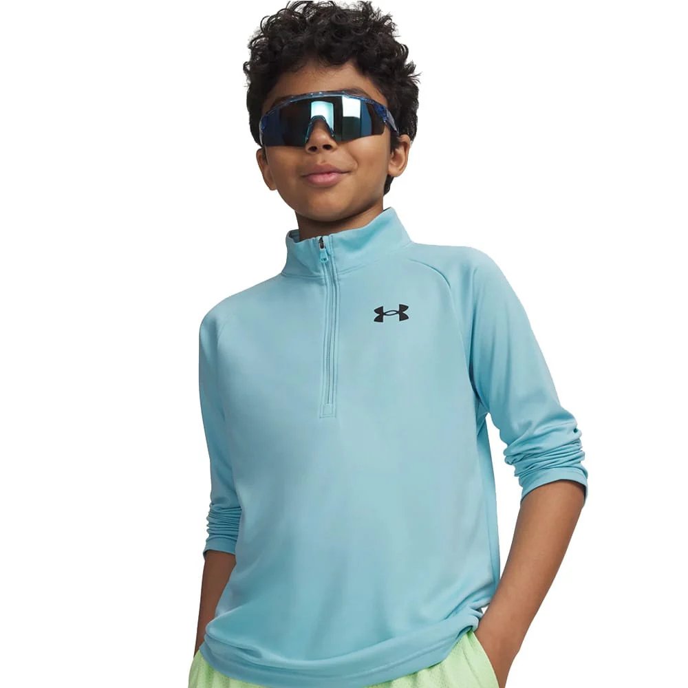 Under Armour Boys' Tech 1/4 Zip Pullover - Blue Haze/Black - Image 3