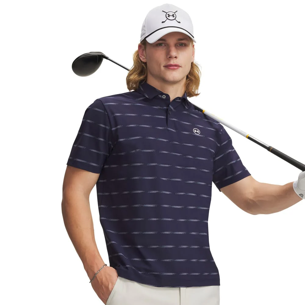 Under Armour Drive Chill Printed Polo Shirt - Midnight Navy/Blue Haze/White
