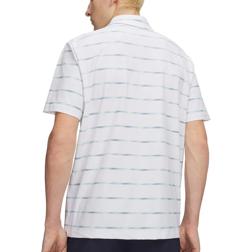Under Armour Drive Chill Printed Polo Shirt - White/Blue Haze/Midnight Navy - Image 2