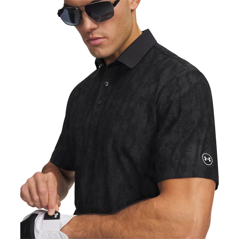 Under Armour ArmourDry Jacquard Polo Shirt - Black/Anthracite/Halo Gray - Image 3