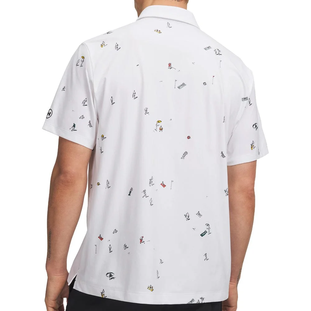 Under Armour ArmourDry Printed Polo Shirt - White/Rack Green/Black - Image 2