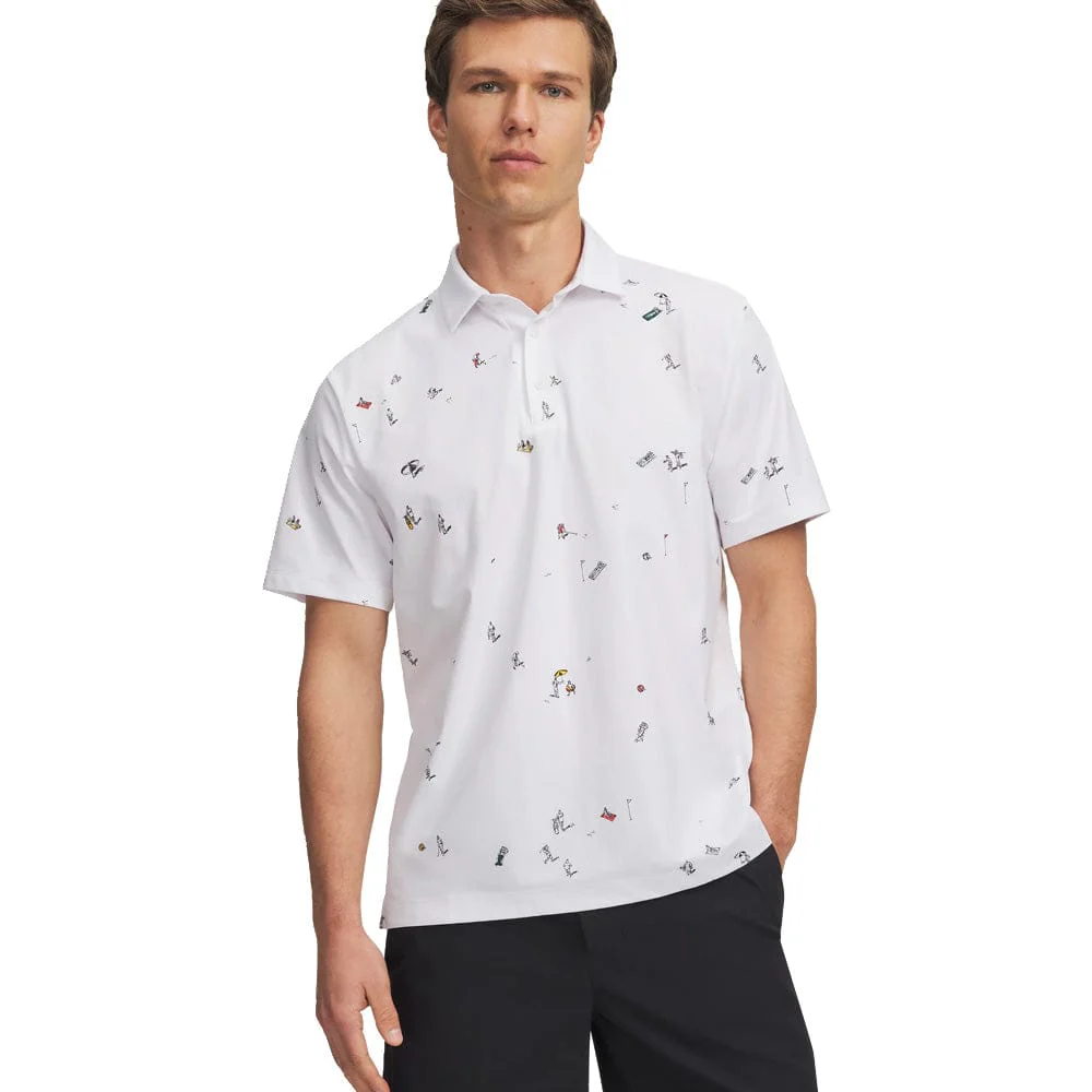 Under Armour ArmourDry Printed Polo Shirt - White/Rack Green/Black - Image 4