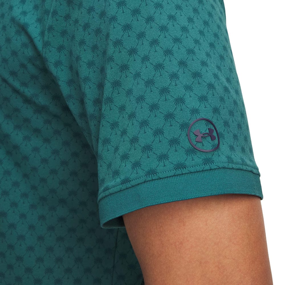 Under Armour ArmourDry Printed Rib Polo Shirt- Rack Green/Arden Green/Midnight Navy - Image 3