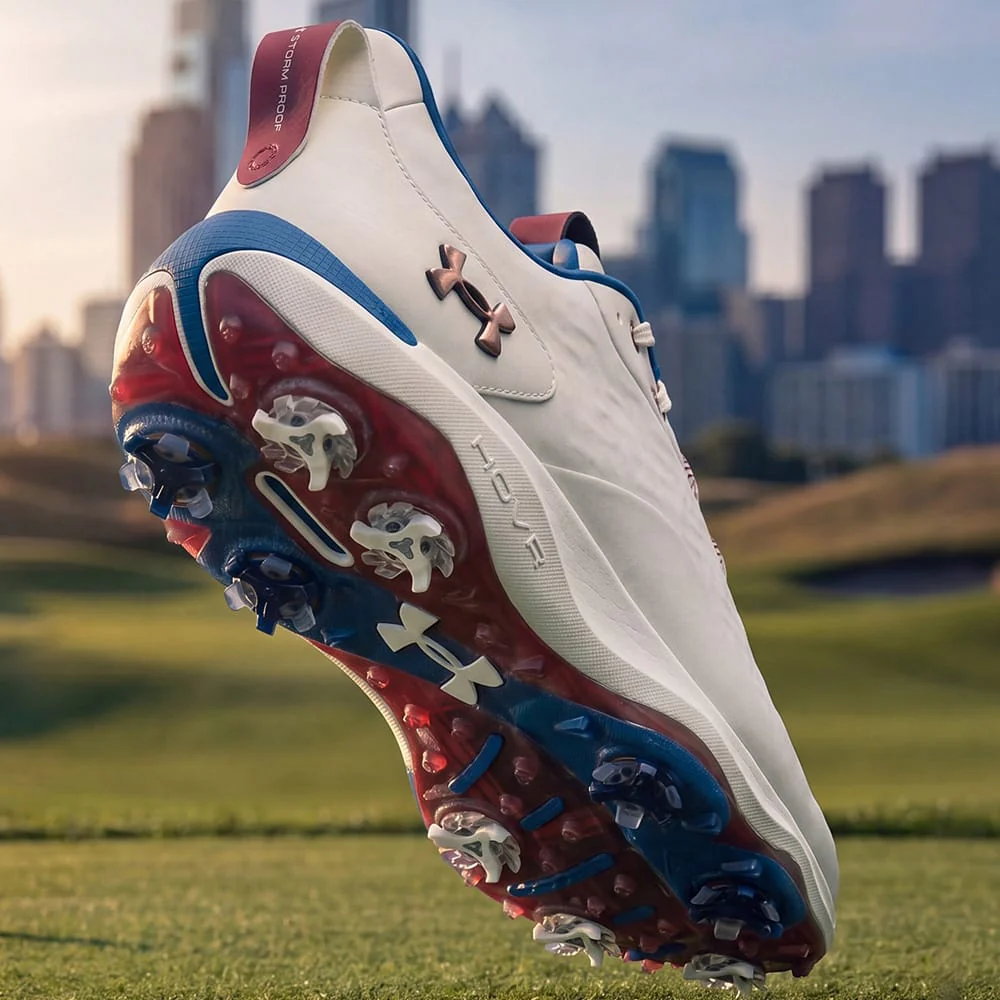 Under Armour Drive Pro Clone Limited Edition Waterproof Spiked Shoes - White/Ivory Dune/Metallic Copper Ore - Image 8