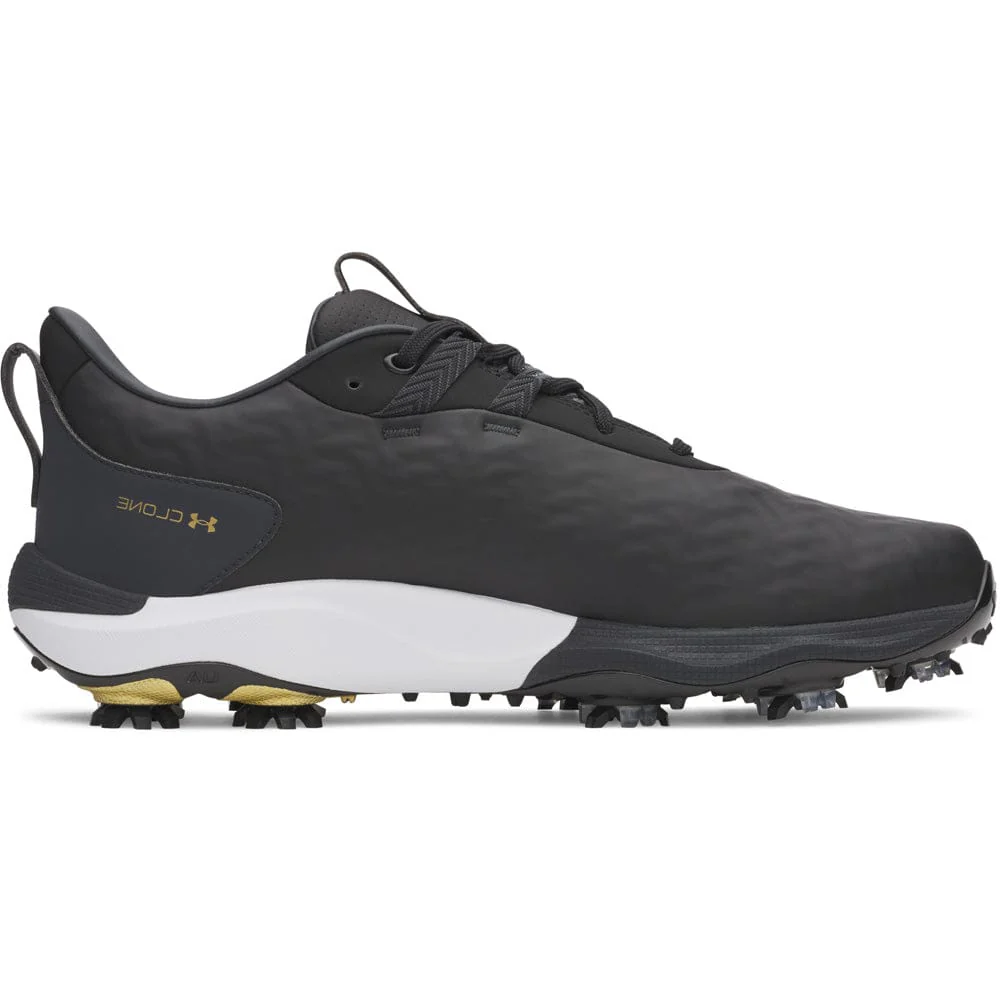Under Armour Drive Pro Clone Waterproof Spiked Shoes - Black/Anthracite/Metallic Gold - Image 3