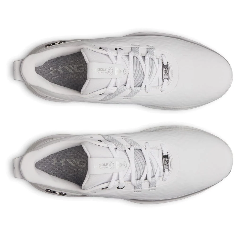 Under Armour Drive Pro Clone Waterproof Spiked Shoes - White/White/Metallic Gun Metal - Image 3