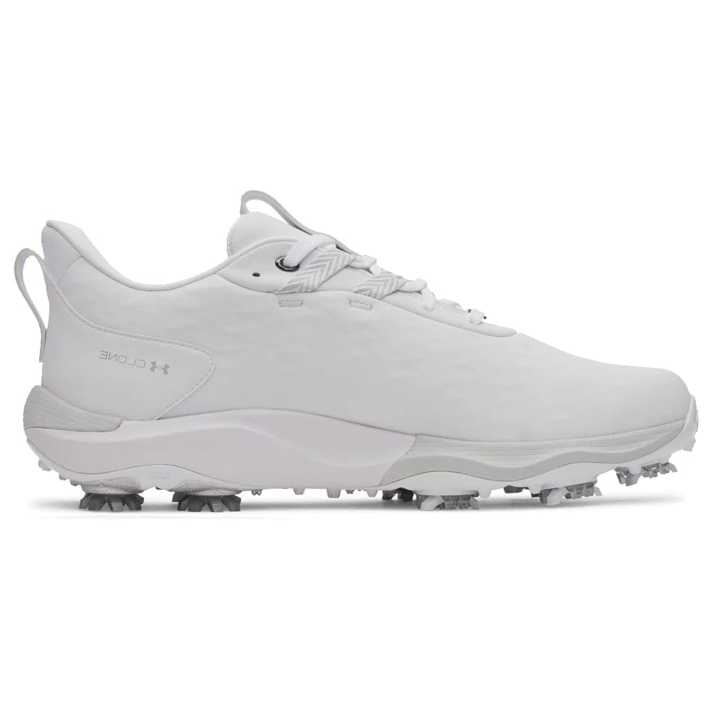 Under Armour Drive Pro Clone Waterproof Spiked Shoes - White/White/Metallic Gun Metal - Image 4