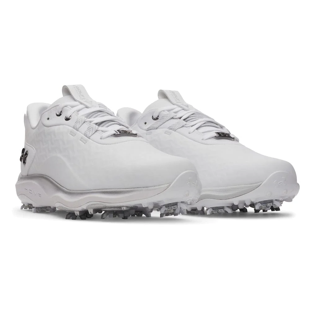 Under Armour Drive Pro Clone Waterproof Spiked Shoes - White/White/Metallic Gun Metal - Image 5