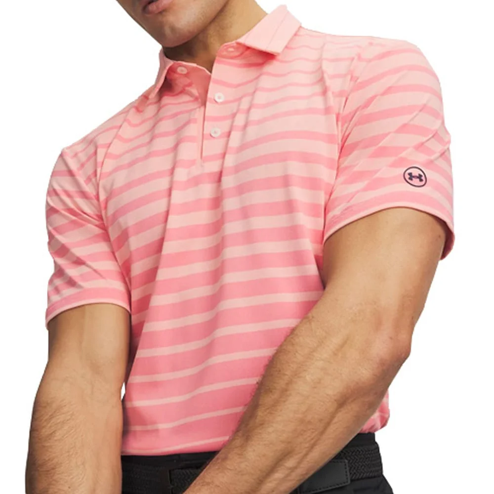 Under Armour ArmourDry Stripe Polo Shirt - Posh Pink/Midnight Navy