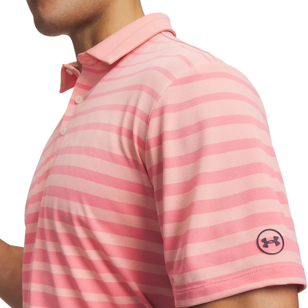 Under Armour ArmourDry Stripe Polo Shirt - Posh Pink/Midnight Navy - Image 3