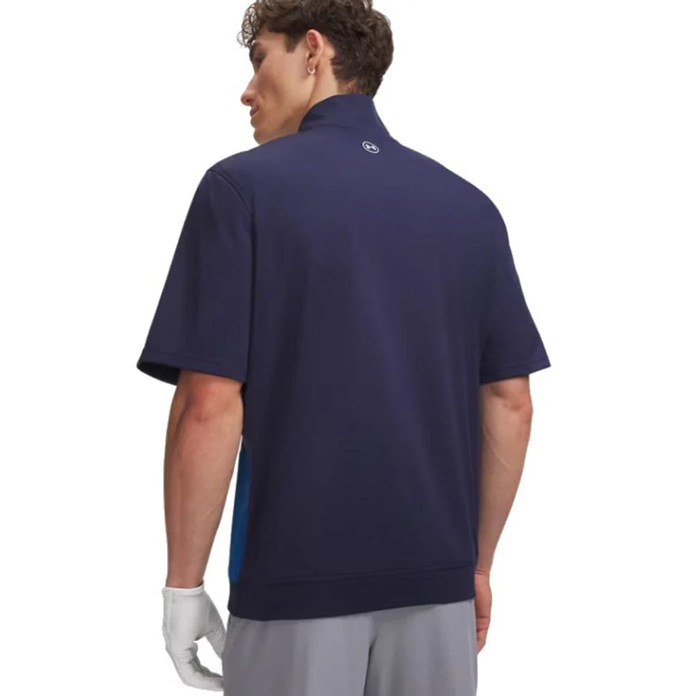 Under Armour Drive Wind Short Sleeve 1/2 Zip Top - Midnight Navy/Varsity Blue/White - Image 2