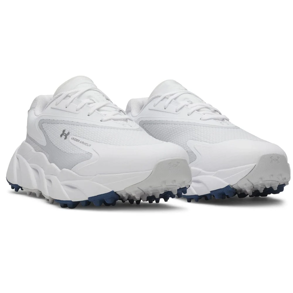 Under Armour Halo Hybrid Waterproof Spikeless Shoes - White/White/Metallic Silver - Image 2