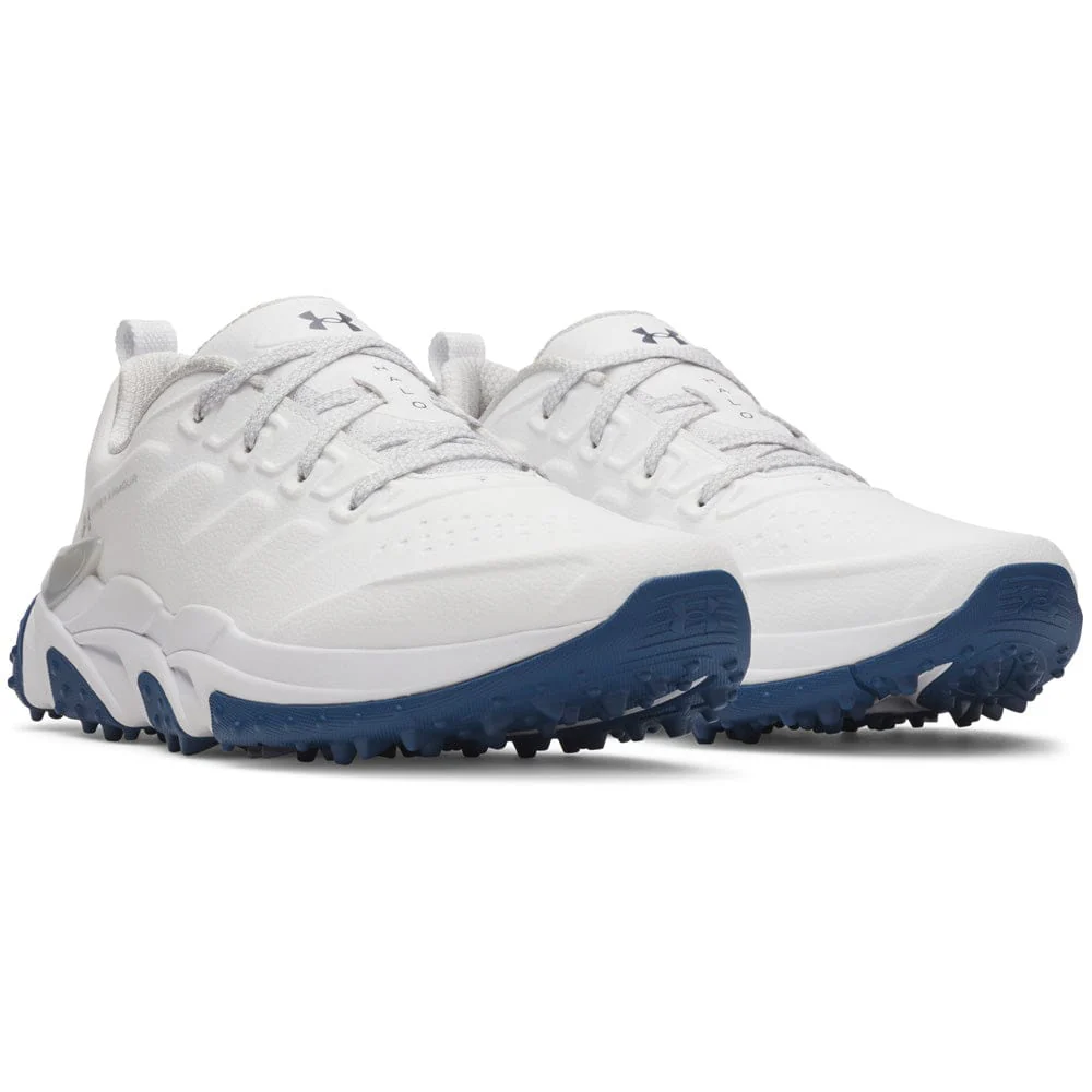 Under Armour Halo Tour Waterproof Spikeless Shoes - White/White/Metallic Silver - Image 5