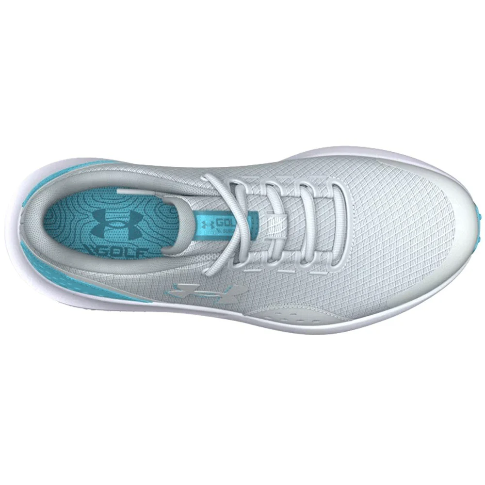 Under Armour Junior Surge Golf Spikeless Shoes - Halo Gray/Fresco Blue/Metallic Silver - Image 3