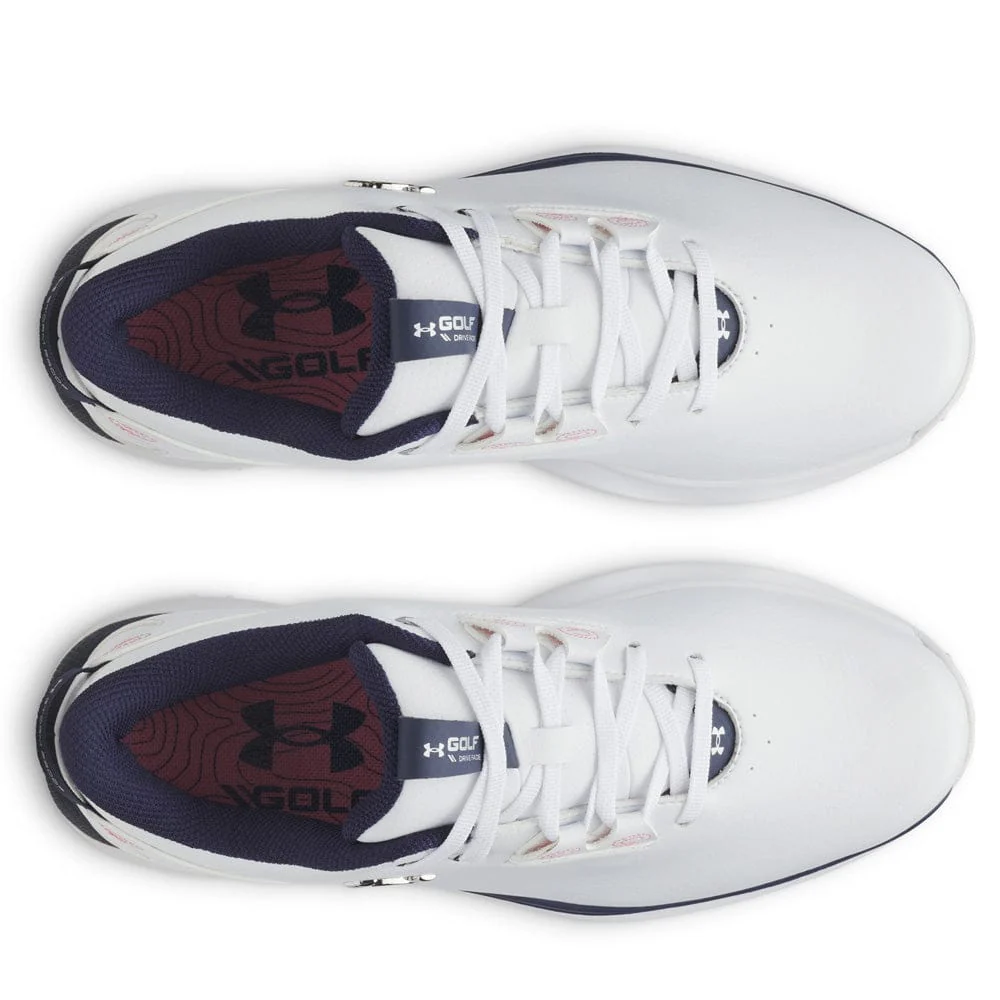 Under Armour Ladies Drive Fade 2 Waterproof Spikeless Shoes - White/White/Metallic Silver - Image 3