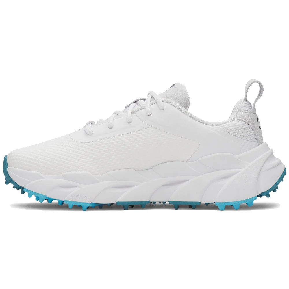 Under Armour Ladies Halo Hybrid Waterproof Spikeless Shoes - White/White/Midnight Navy - Image 2
