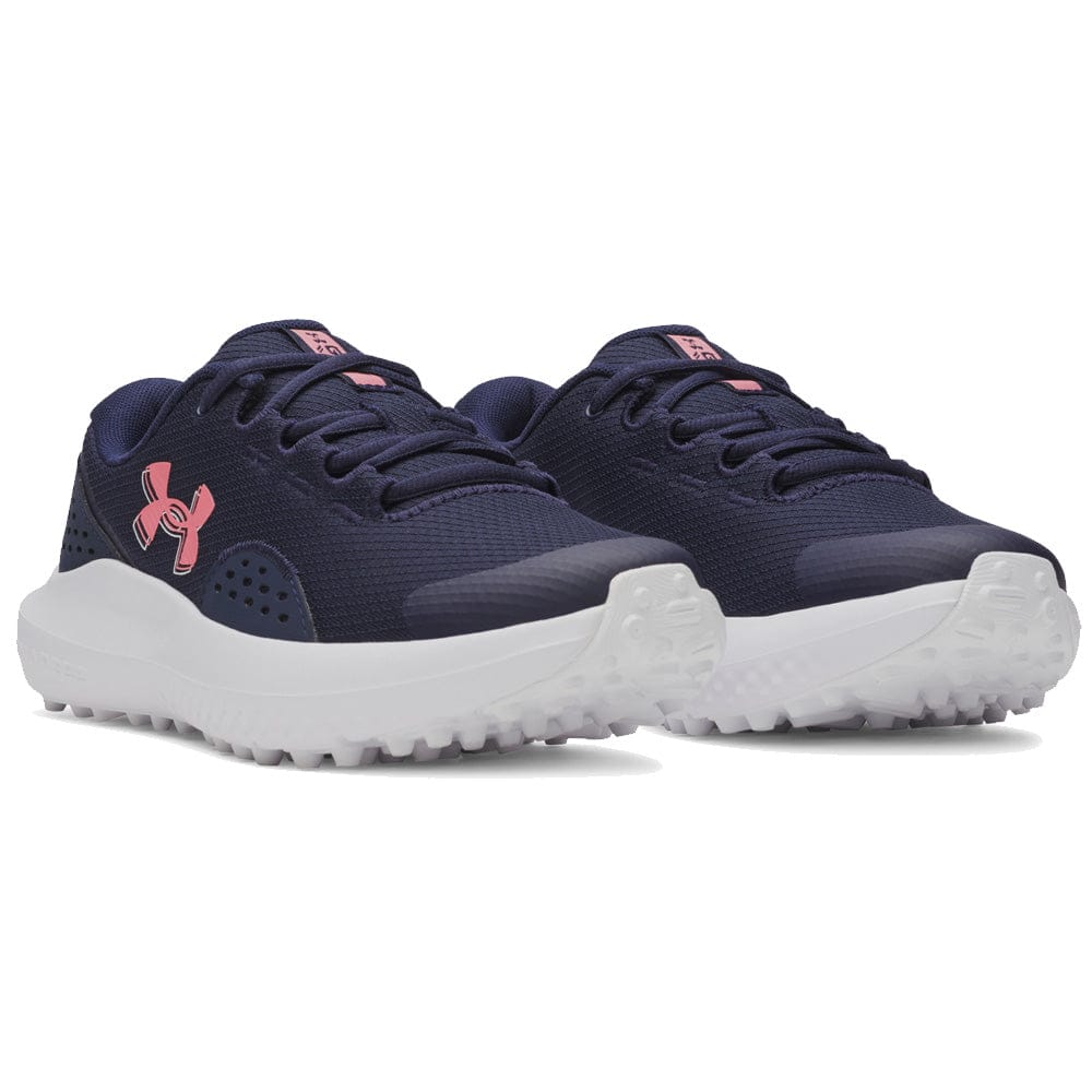 Under Armour Ladies Surge Spikeless Shoes - Midnight Navy/White/Bittersweet Pink - Image 4