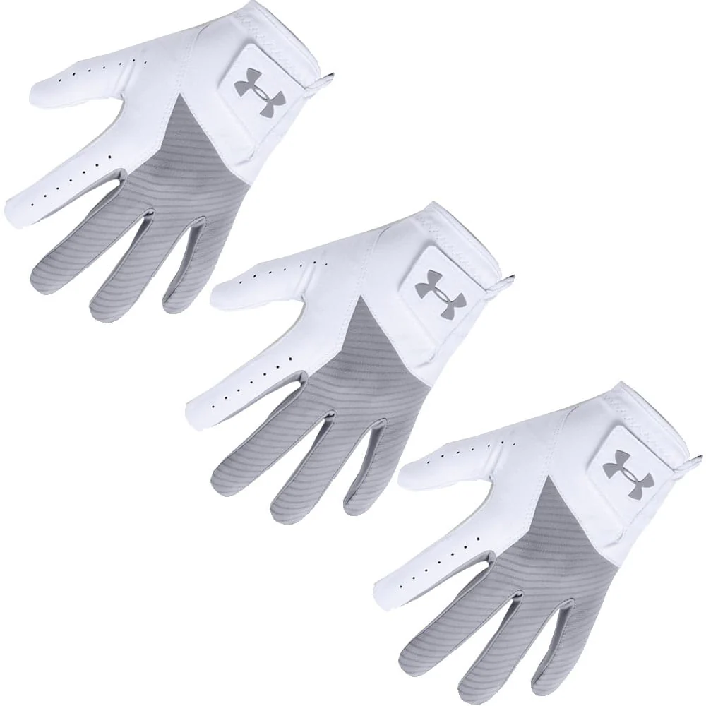 Under Armour Medal Golf Glove - Steel/White - 3-Pack