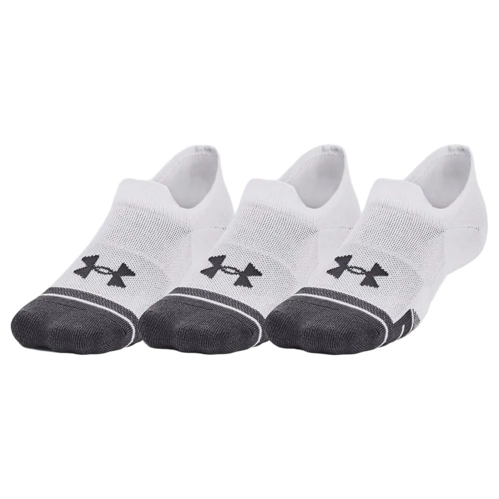 Under Armour Performance Tech No Show Socks (3 Pairs) - White/White/Jet Gray