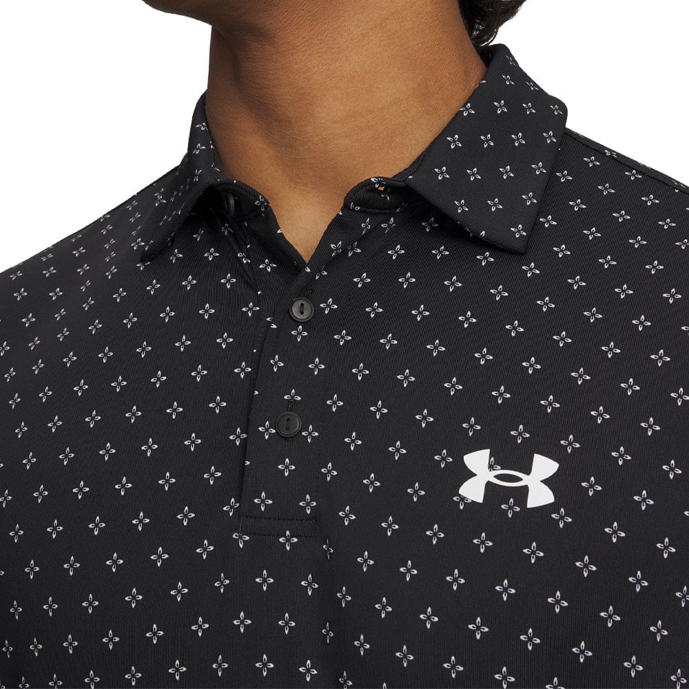Under Armour Playoff 3.0 Printed Polo Shirt - Black/White/White - Image 3