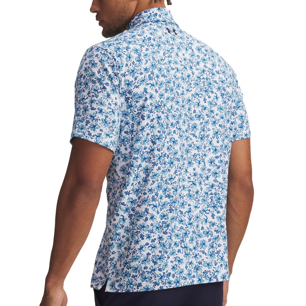 Under Armour Playoff 3.0 Printed Polo Shirt- White/Varsity Blue/Midnight Navy - Image 2