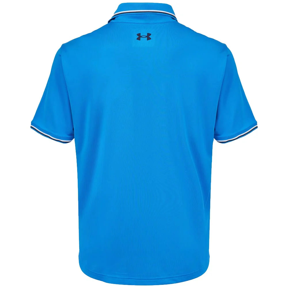 Under Armour Playoff 3.0 Rib Polo Shirt - Blue Atlantis/White/Midnight Navy - Image 2