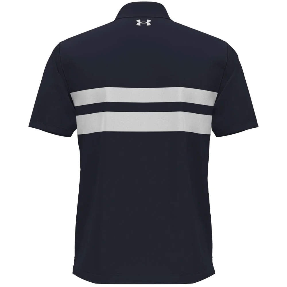 Under Armour Playoff 3.0 Stripe Polo Shirt - Midnight Navy/White - Image 3