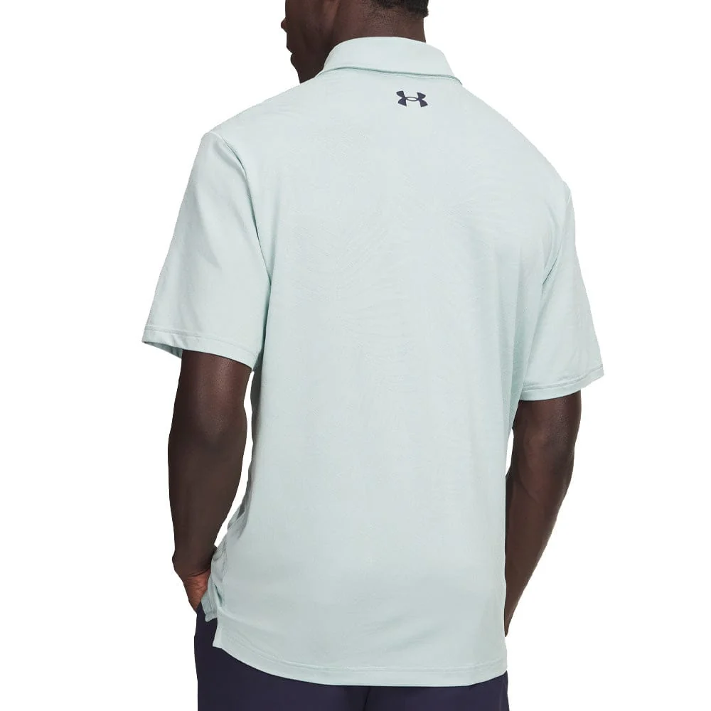 Under Armour Playoff Jacquard Polo Shirt - Enamel Blue/Illusion Green/Midnight Navy - Image 2