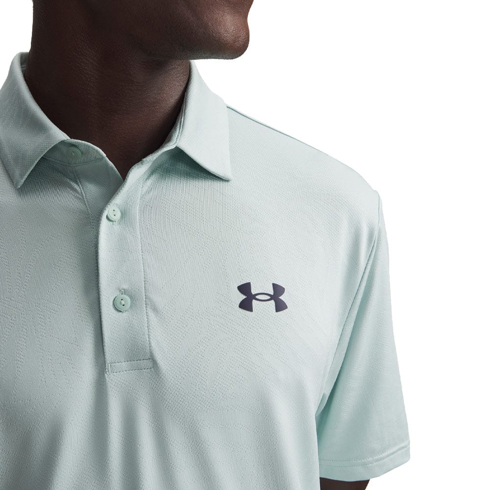 Under Armour Playoff Jacquard Polo Shirt - Enamel Blue/Illusion Green/Midnight Navy - Image 3